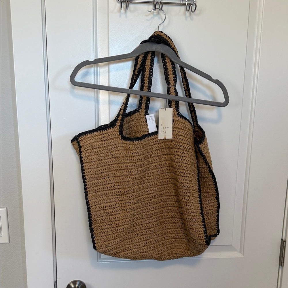 a new day Tan and Black Tote Bag. NWT
